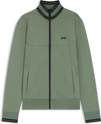 BOSS Stripe-detail zip-up sweatshirt in a cotton blend