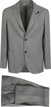 Lardini Refined Grey Linen Suit with Peak Lapels