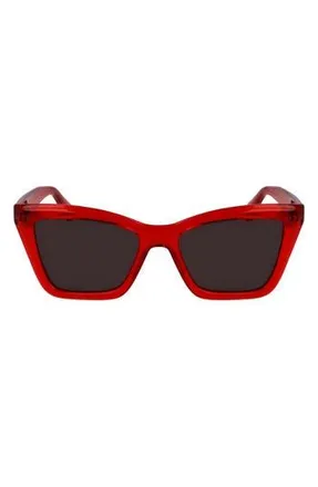 Ferragamo 53mm Rectangualr Sunglasses in Transparent Red at Nordstrom Rack