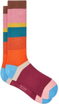 Paul Smith Colorblock Cotton Blend Dress Socks in Multi Pink at Nordstrom