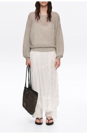 Bimba & Lola Metallic Batwing Sweater in Silver at Nordstrom, Size Xx-Small Eu