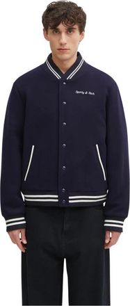 Sporty & Rich Bomberjack - Heren - Bomber jackets - Blauw - XL - Wol - Jassen
