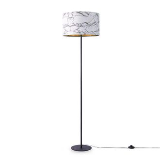 Paco Home Paco Home - Luminaria De Pie Sal&oacute;n Dormitorio E27 M&aacute;rmol Piedra Dise&ntilde;o Gris Blanco Oro (&oslash;38cm), L&aacute;mpara De Pie - Negro