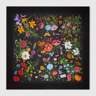 Gucci Printed GG Wool Silk Shawl, Black