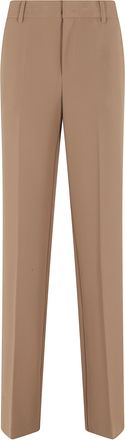 Federica Tosi Hazelnut Straight Cady Belt-Loops Polyester Formal Pants