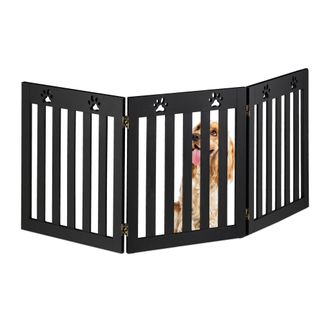 Relaxdays Relaxdays - Valla Seguridad Para Perros, Barrera De Escalera, Aut&oacute;noma, Reja Protectora, 60 X 153 Cm, Mdf, Plegable, Negro