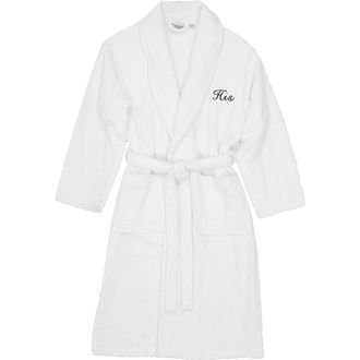 Linum Home Textiles Embroidered His Terry Bathrobe in White at Nordstrom Rack, Size Large/x-Large
