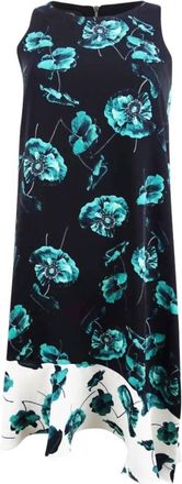 Alfani Womens Floral Asymmetric Wear To Work Dress In Green Lucid Poppy