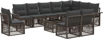vidaXL Conjunto De Sof&aacute;s De Jard&iacute;n 11 Uds. Gris Rat&aacute;n Sint&eacute;tico Vidaxl