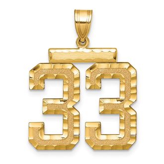 Diamond2Deal 14k Yellow Gold Large Brushed Diamond-cut Number Charm Pendant