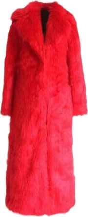 Generic Womens Fuax Fur Coat Winter Warm Fluffy Faux Fur Parka Long Coat Jacket Lapel Thick Full-Length Outerwear Overcoat