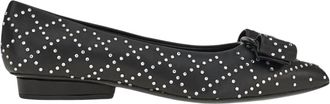 Ferragamo Womens Viva Rhinestone-Embellished Flat Pumps In Black