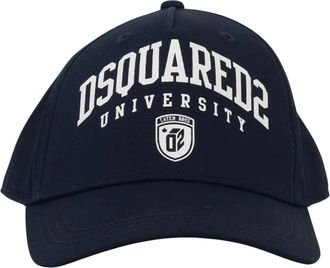 Dsquared2 Blauwe College Stijl Visor Pet - Dames - Petten - Blauw - ONE Size - Katoen - Accessoires