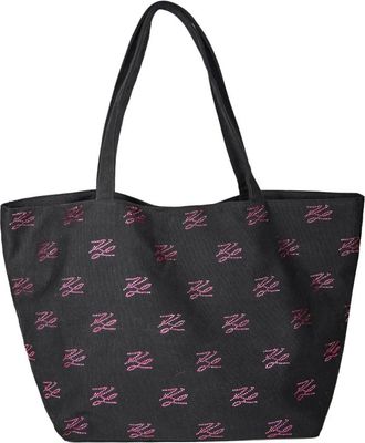 Karl Lagerfeld Autograph Shopper - Dames - Shoppers - Zwart - ONE Size - Katoen - Tassen