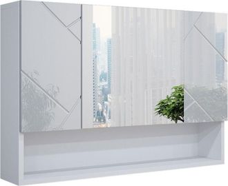 Vicco Armario Con Espejo Para Ba&ntilde;o Irma, Blanco Alto Brillo, 80.1 X 55 Cm