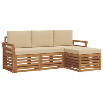 vidaXL Conjunto De Sof&aacute;s De Exterior Con Coj&iacute;n 4 Pcs Natural Y Beige Vidaxl