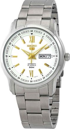 Seiko 5 Automatic White Dial Stainless Steel Mens Watch SNKP15K1S
