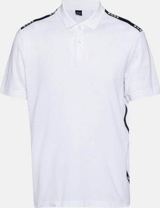 HUGO BOSS Boss By Hugo Boss White Pique Logo Tape Detail Polo T-Shirt
