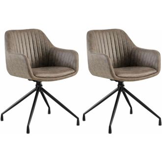 Clp Clp - Lote De 2 Sillas De Comedor Welby Gris Simil Cuero Vintage