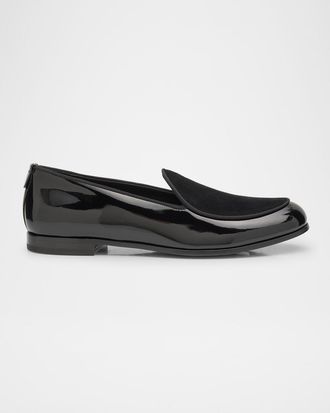 Giorgio Armani Mens Leather and Velvet Loafers