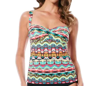 Jantzen Twist Front Tankini Top In Tulum