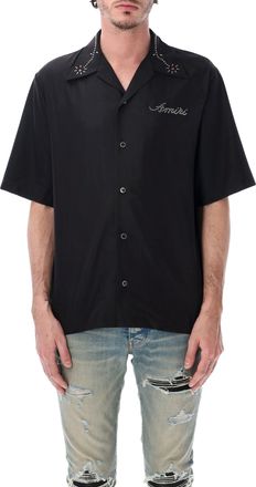 Amiri Stud Camp Stud Embellished Black Shirt