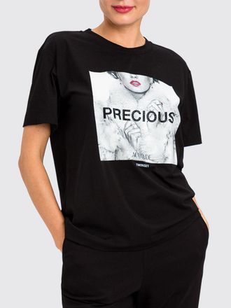 Twin-Set T-shirt in cotone con stampa grafica e logo