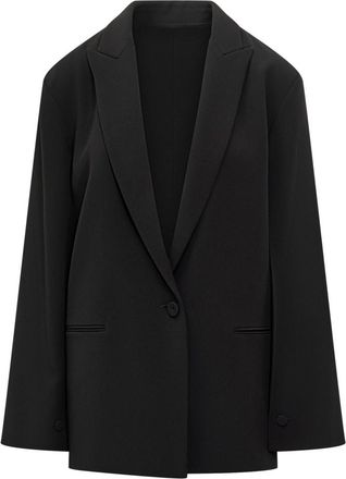 Alberta Ferretti Black Solid Notched Lapel Blazer