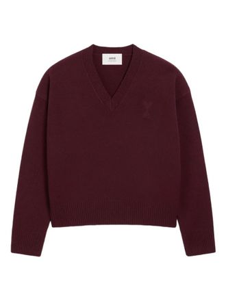 Ami Red V Neck Sweater