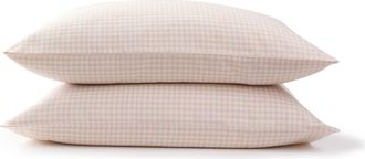 Christy Gingham Yarn Dye Airy Cotton Pillowcase Pairs in Pink at Nordstrom, Size Standard