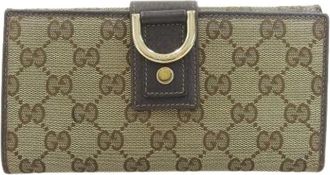 Gucci Pre-owned Wallets, female, Beige, Size: ONE SIZE Pre-owned Canvas Wallet