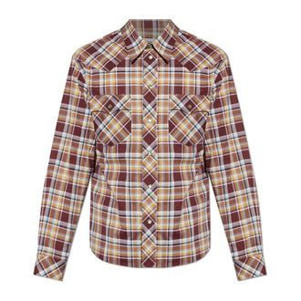 Versace Casual Shirts, male, Multicolor, Size: XL Checked Cotton-Poplin Slim Shirt