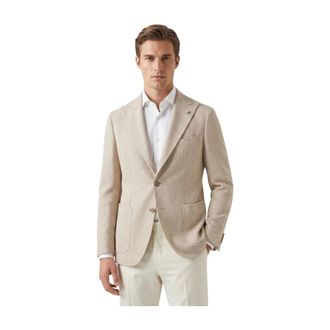 Tagliatore Blazers, male, Beige, Size: XL Giacca in jersey con rever a lancia