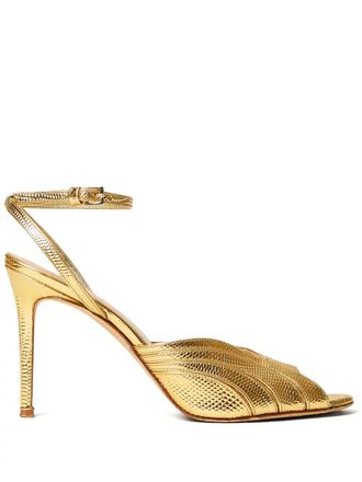 Twin-Set 100mm laminated-leather ankle-strap sandals - Yellow