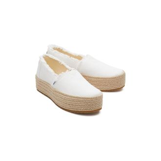 Toms Toms Valencia 100% Cotton WoMens White Espadrilles - Size UK 4