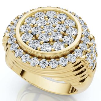 Pompeii3 3Ct Diamond Ring Mens Round Flashy Polished Wedding Band in White or Yellow Gold