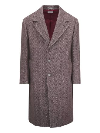 Brunello Cucinelli Cappotto monopetto spigato - Marrone