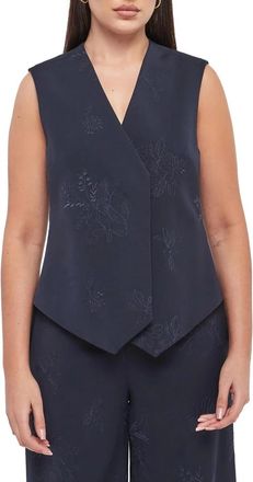 Twinset Geborduurde Vest met Strikceintuur - Dames - Gillet - Blauw - M - Kostuums