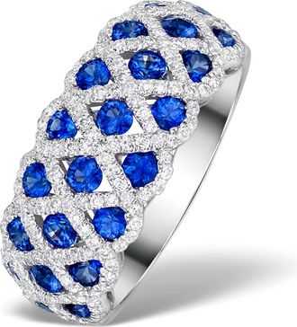 The Diamond Store Sapphire 1.36CT and Diamond Lattice Ring in 18K White Gold - N4539Y