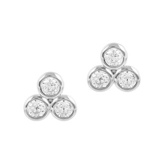 Autentica 0.30 Cttw Bezel Set Stud Earrings