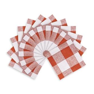 Solino Home Linen Cocktail Napkins - Buffalo Check, 6 x 6 in Cinnamon And White at Nordstrom, Size Small