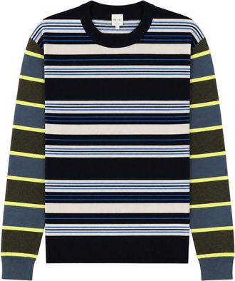 Paul Smith Knit Sweater With Striped Pattern And Ribbed Finishing