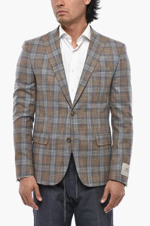 Corneliani CC COLLECTION Giacca 2-Bottoni Motivo Plaid con Tasche ad Aletta Corneliani
