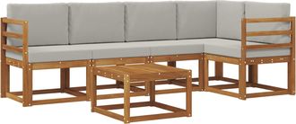 vidaXL Conjunto De Sof&aacute;s De Exterior 6 Uds. Gris Natural Y Claro Vidaxl