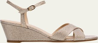 Stuart Weitzman Dayna Metallic Crisscross Wedge Sandals