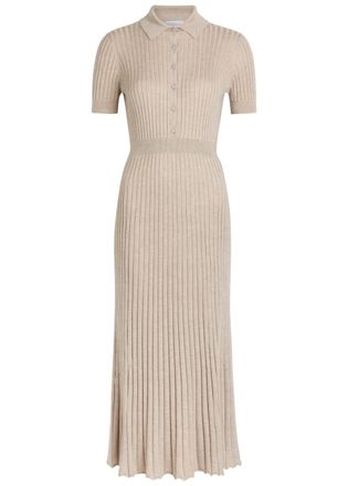 Gabriela Hearst Amor Ribbed Cashmere-blend Midi Dress - Beige - XL (UK16 / XL)