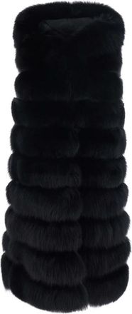 Suprema Lange Gilet met Bont - Dames - Bodywarmers - Zwart - S - Jassen