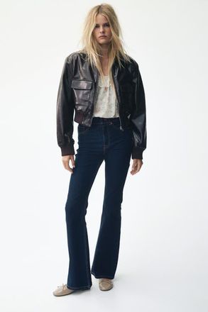 H&M Flared High Jeans in Dark Denim Blue at Nordstrom, Size 22