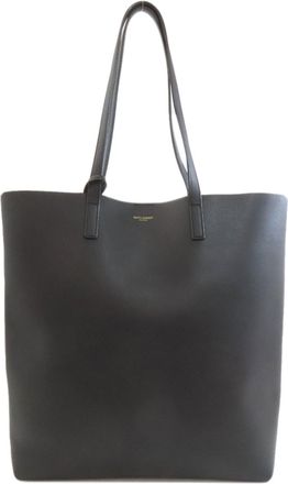 Saint Laurent Black Leather Shopping Bag Tote Bag (Pre-Owned)