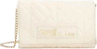 Roberto Cavalli Stijlvolle schoudertas met ketting en klep - Dames - Schoudertassen - Beige - ONE Size - Tassen